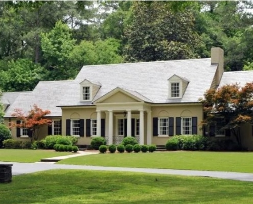 Hand split cedar shake roofing on upscale home in Georgia